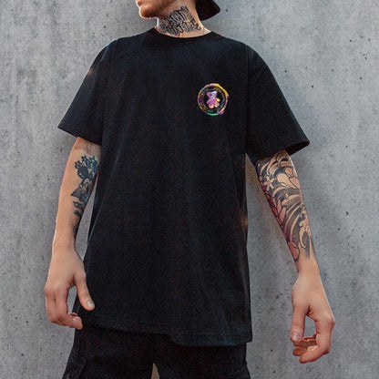 カラフルプリントベアグラフィック半袖Tシャツ U2596