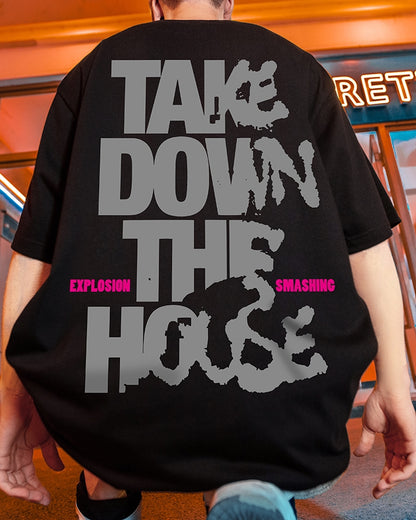 インパクトフォントダメージロゴ半袖Tシャツ U2491