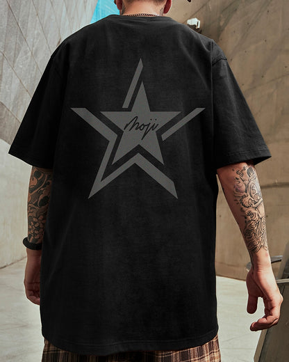 モノトーンスターアートプリント半袖Tシャツ U2255