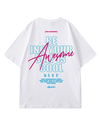 【OUTLET/即納】ダイナミックレターモチーフ半袖Tシャツ U2485
