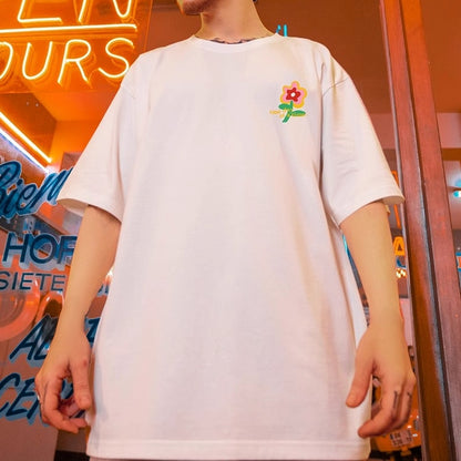 フラワープリントストリート半袖Tシャツ U1833