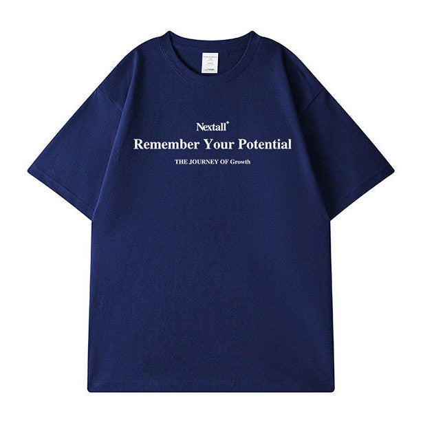 グラフィックラインプリント半袖Tシャツ U2581