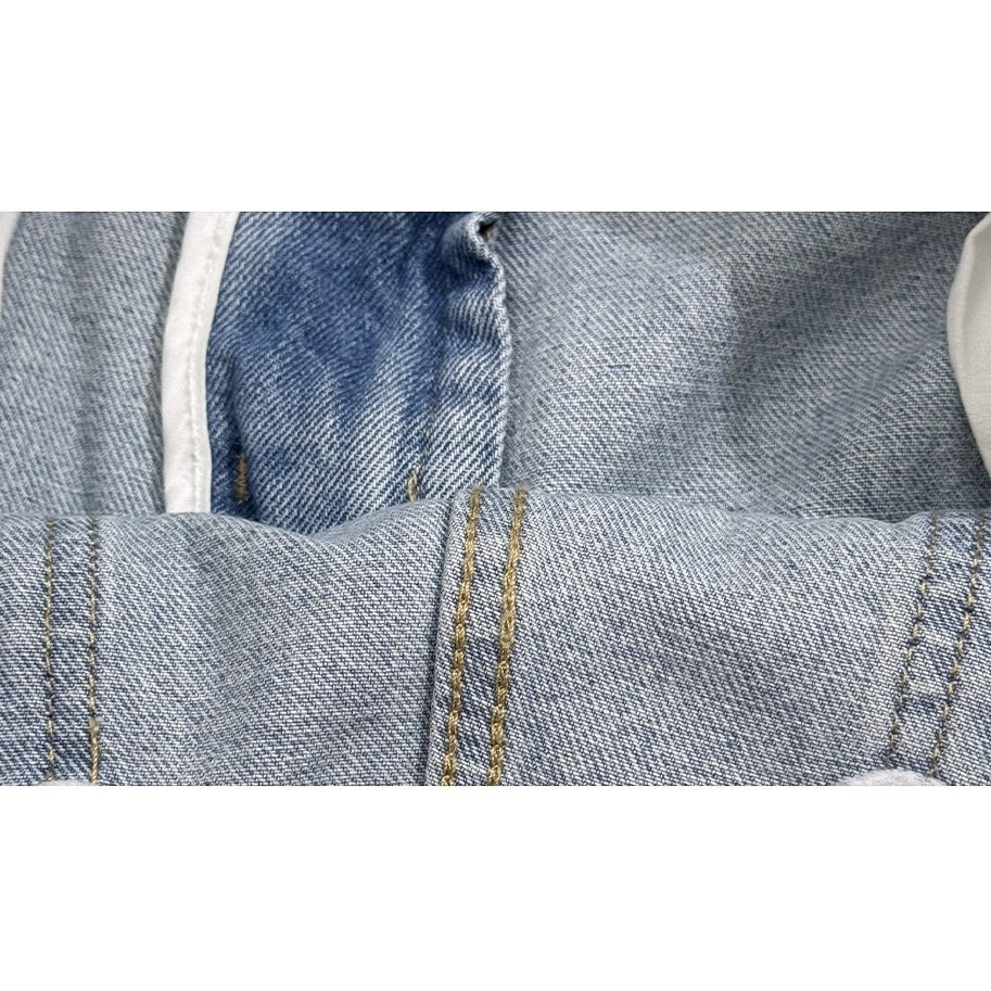ライトブルーワイドダメージデニムパンツ U2584