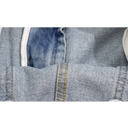 ライトブルーワイドダメージデニムパンツ U2584