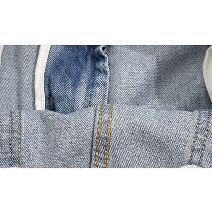 【OUTLET/即納】ライトブルーワイドダメージデニムパンツ U2584