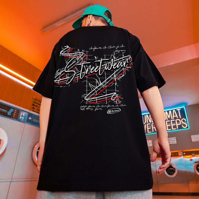 ストリートレタープリント半袖Tシャツ U1809