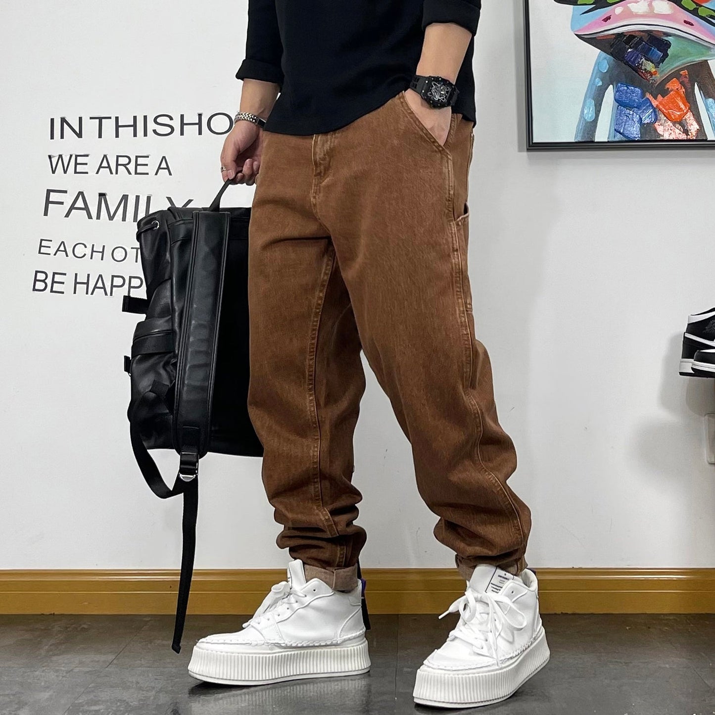 【OUTLET/即納】マルチポケットブラウンジーンズ U1514