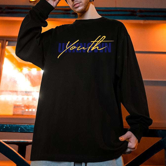 レタープリントヒップホップルーズ長袖Tシャツ U1885