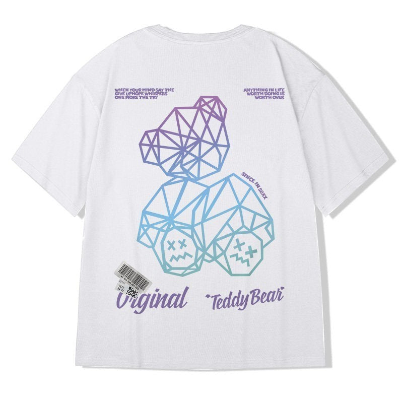 グラデーションベアバックプリント半袖Tシャツ U2320