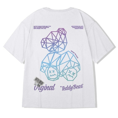 グラデーションベアバックプリント半袖Tシャツ U2320