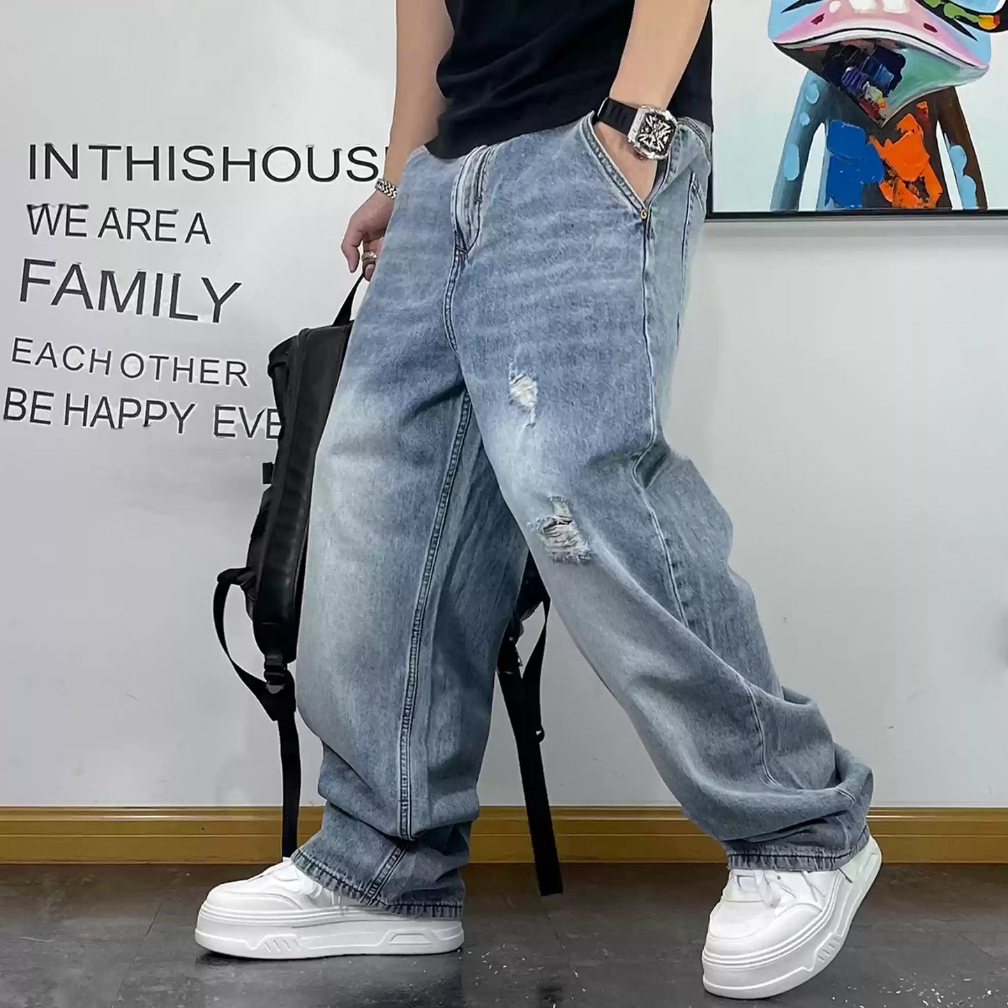 フランス発★Sandro ウォッシュ加工でクールに! ワイドジーンズ ウォッシュドストレートホールジーンズ U1971 – URBAN GROW