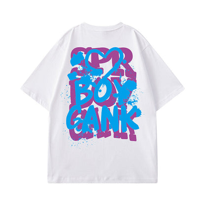 【OUTLET/即納】スプラッシュプリントオーバーサイズ半袖Tシャツ U2594