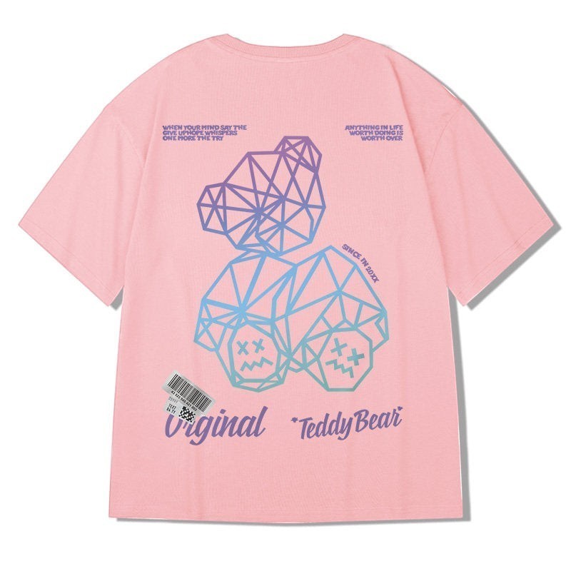 グラデーションベアバックプリント半袖Tシャツ U2320