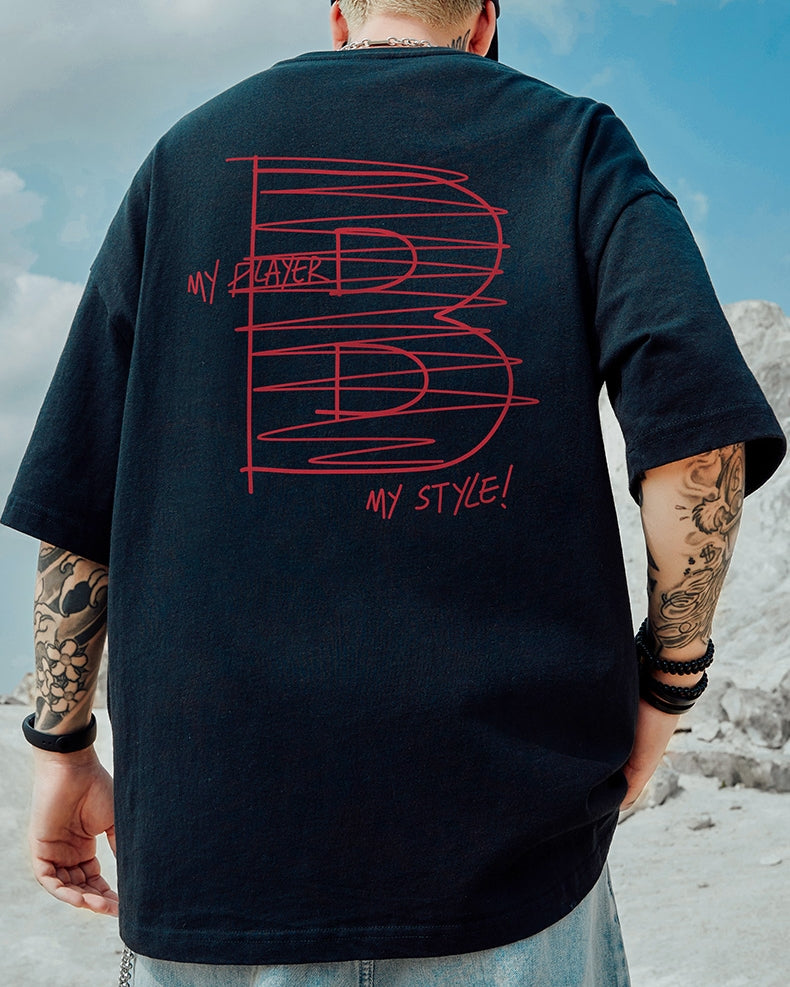 Bラインロゴバックプリント半袖Tシャツ U2211