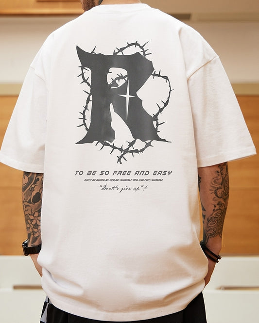 ダークストリートバックプリント半袖Tシャツ U2202