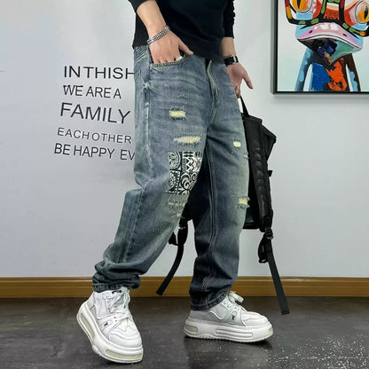 【OUTLET/即納】ルーズストレートリップドジーンズ U1981