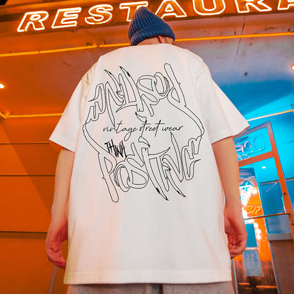 バックレタープリント半袖Tシャツ U1808