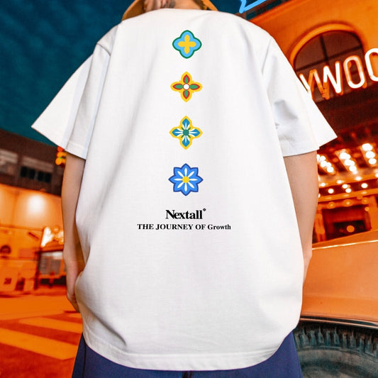 グラフィックバーティカルラインプリント半袖Tシャツ U2579