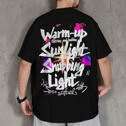 【OUTLET/即納】スプラッシュプリントバックデザイン半袖Tシャツ U2593