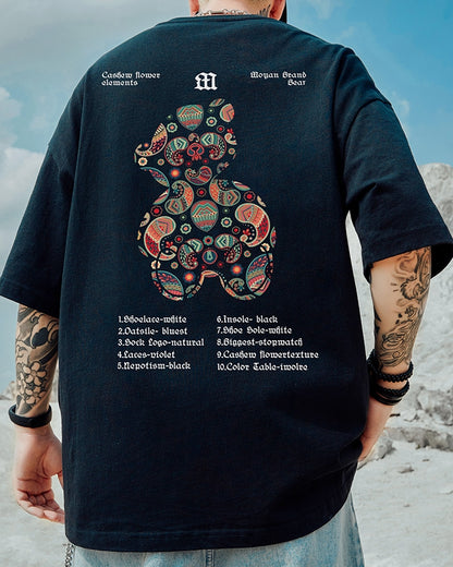 トライバルテイストカラフルバックプリント半袖Tシャツ U2329