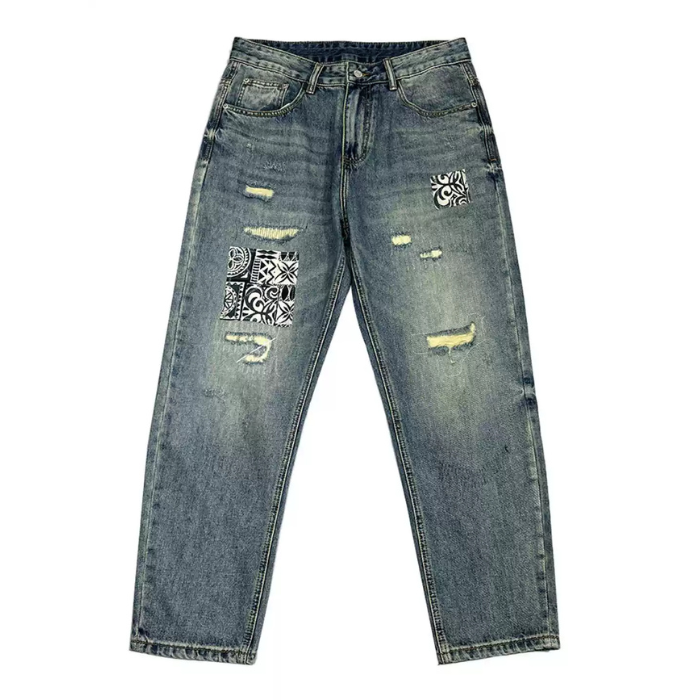 【OUTLET/即納】ルーズストレートリップドジーンズ U1981