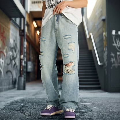 【OUTLET/即納】ライトクラッシュワイドデニムパンツ U2362