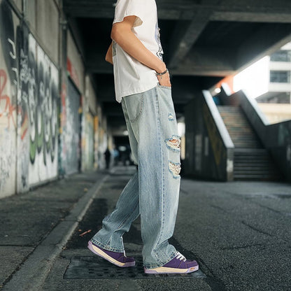 【OUTLET/即納】ライトクラッシュワイドデニムパンツ U2362
