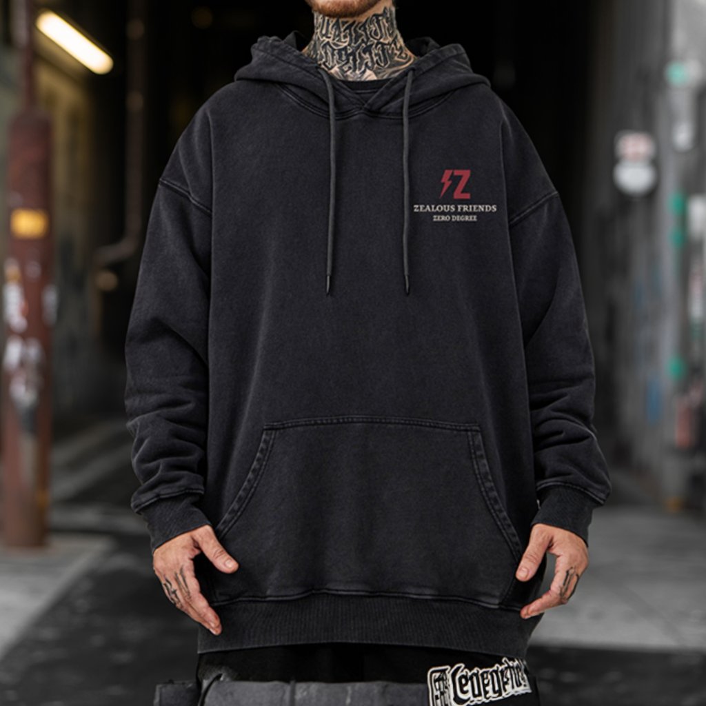 サンダーボルトシンボルバックプリントパーカー U2394