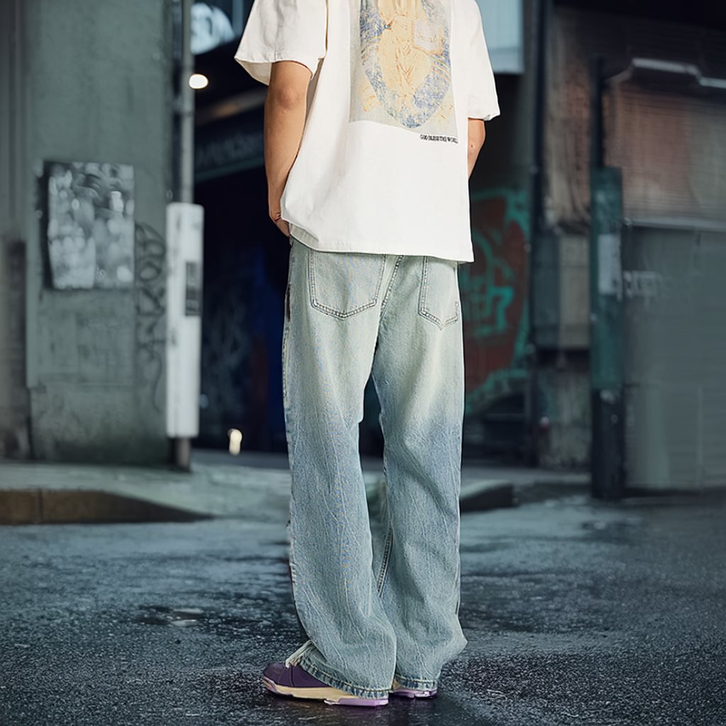 【OUTLET/即納】ライトクラッシュワイドデニムパンツ U2362