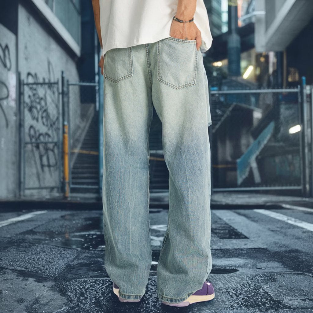 【OUTLET/即納】ライトクラッシュワイドデニムパンツ U2362