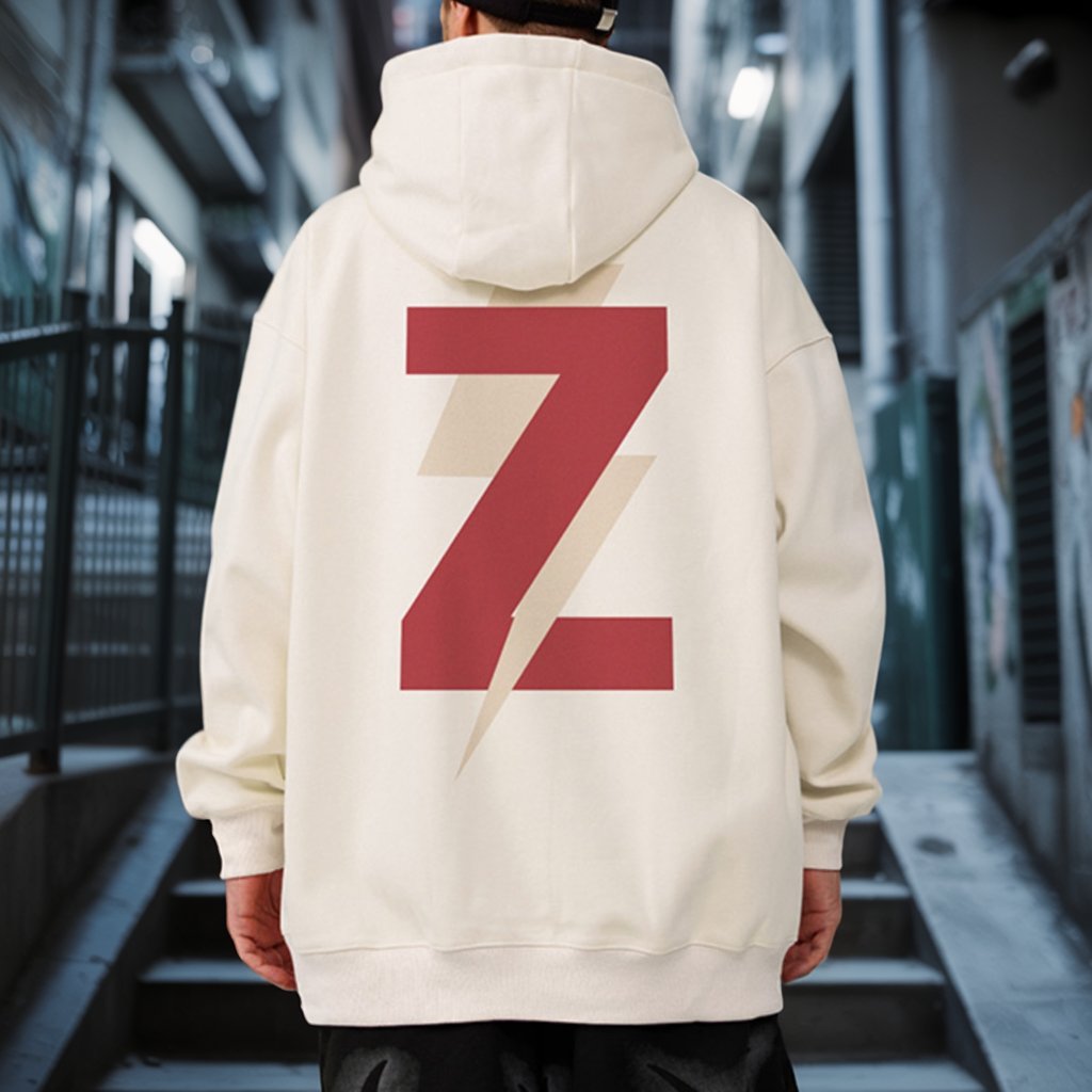 サンダーボルトシンボルバックプリントパーカー U2394