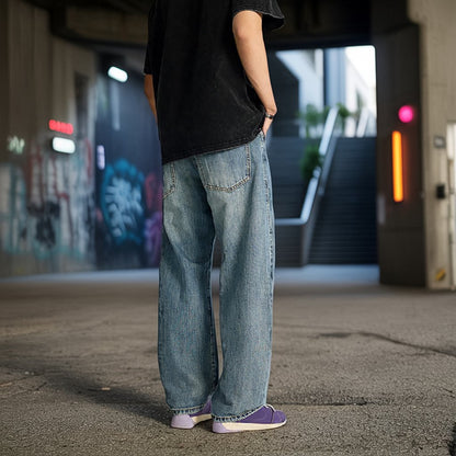 【OUTLET/即納】ワイドシルエットダメージデニムジーンズ U2361