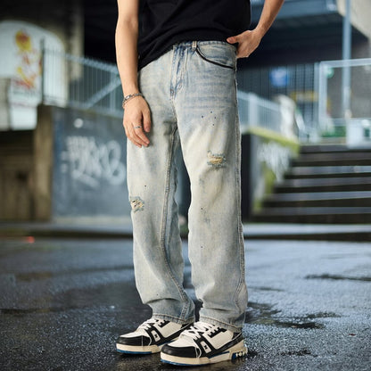 グランジスプラッシュルーズデニムパンツ U2364