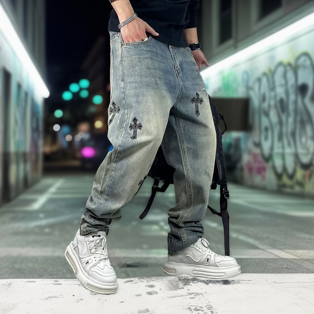 クロスエンブレムフェードデニムパンツ U2514