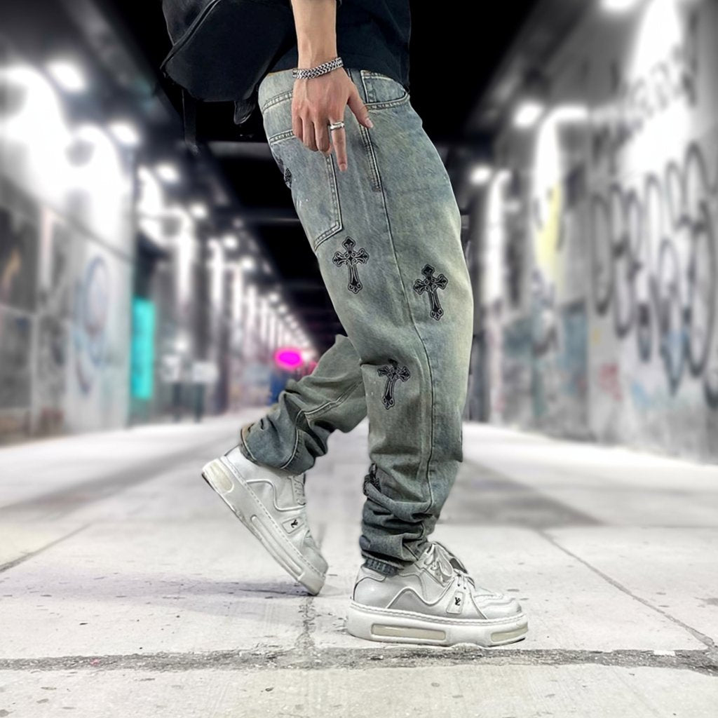 クロスエンブレムフェードデニムパンツ U2514