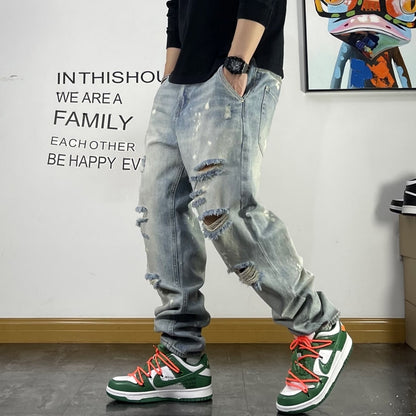 【OUTLET/即納】ダメージホールウォッシュドデニムジーンズ U1522