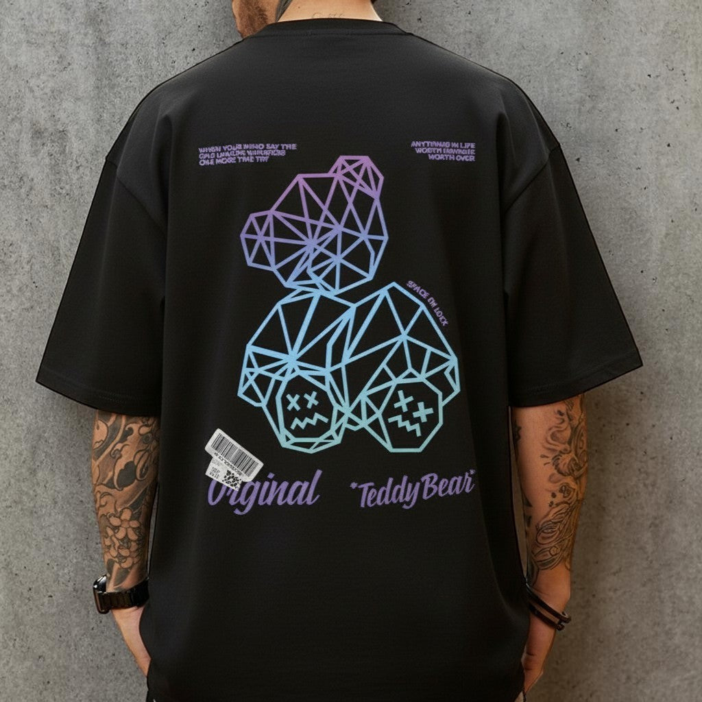 グラデーションベアバックプリント半袖Tシャツ U2320