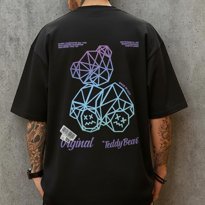 グラデーションベアバックプリント半袖Tシャツ U2320