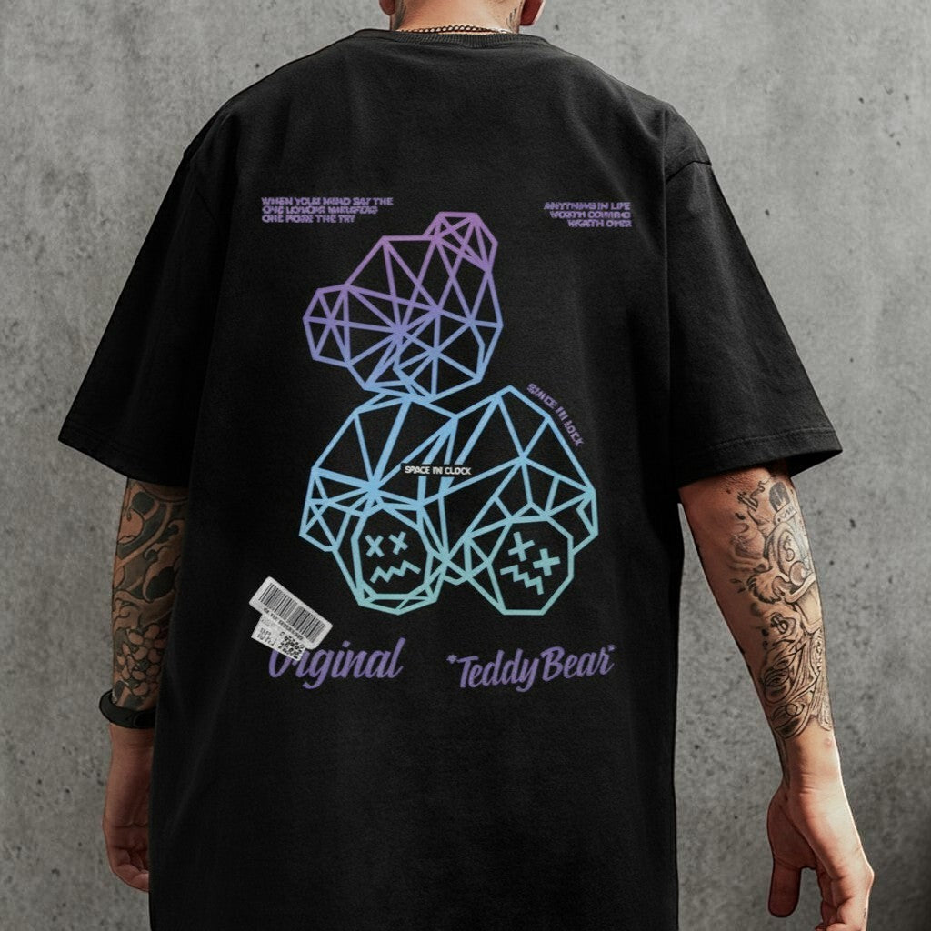 グラデーションベアバックプリント半袖Tシャツ U2320