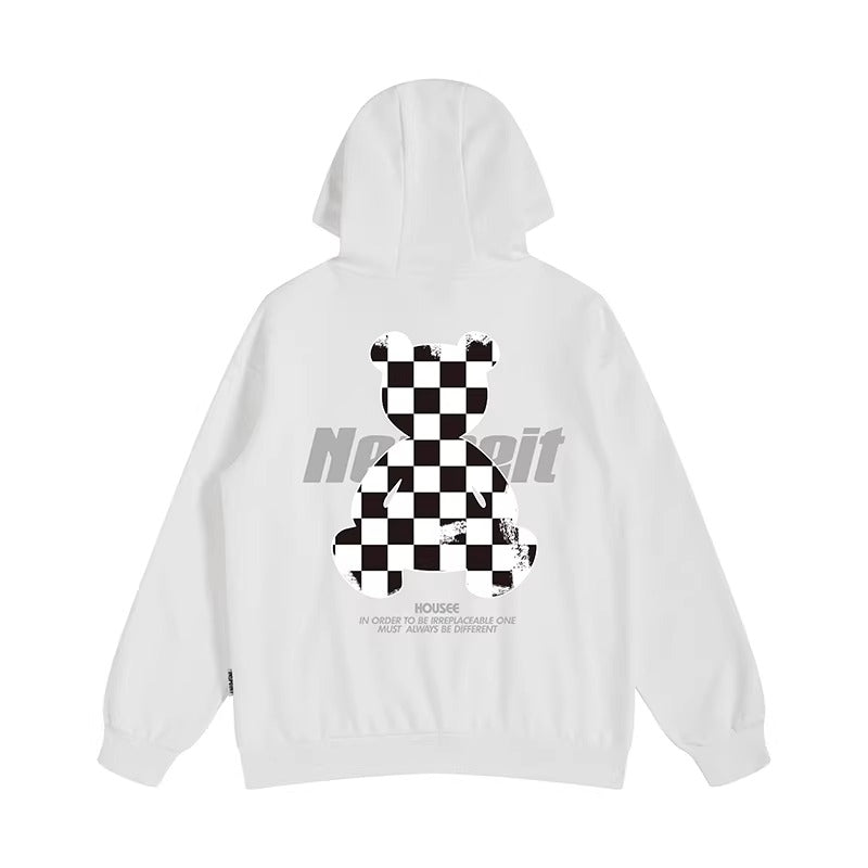 チェッカーベアプリントパーカー U2494