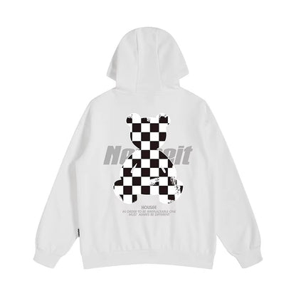 チェッカーベアプリントパーカー U2494