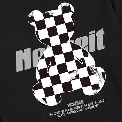 チェッカーベアプリントパーカー U2494