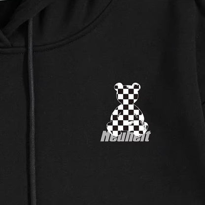 チェッカーベアプリントパーカー U2494