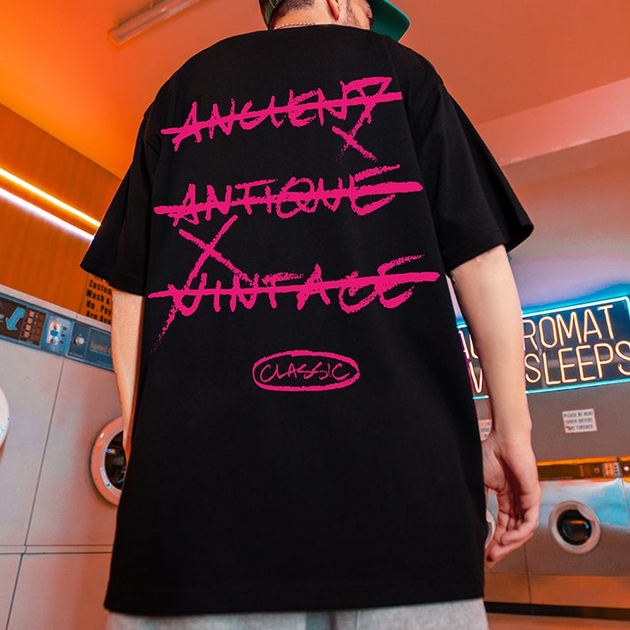 【OUTLET/即納】ストリートレタープリント半袖Tシャツ U1848