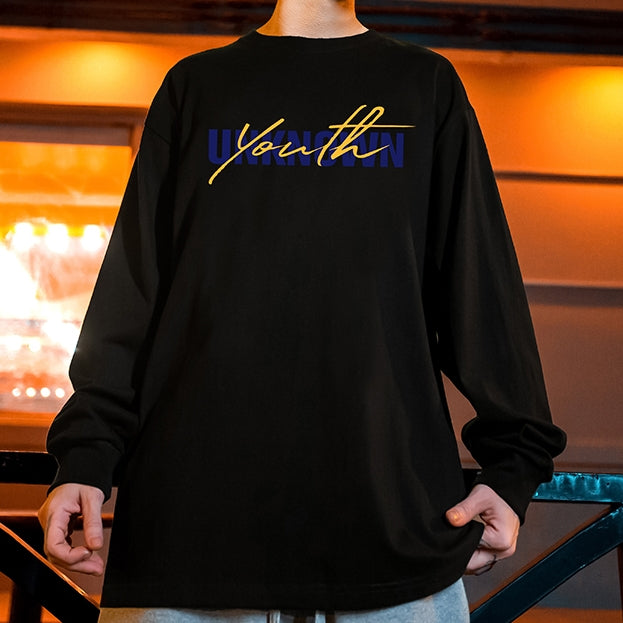 レタープリントヒップホップルーズ長袖Tシャツ U1885