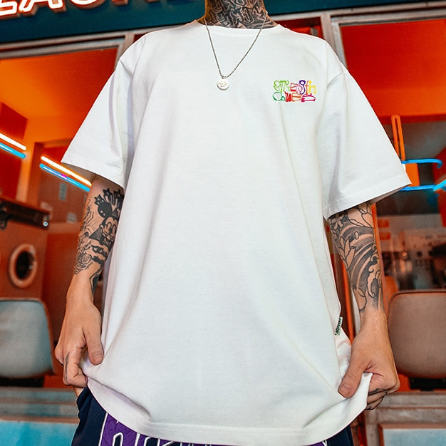 【OUTLET/即納】ヒップホップイラスト半袖Tシャツ U1859