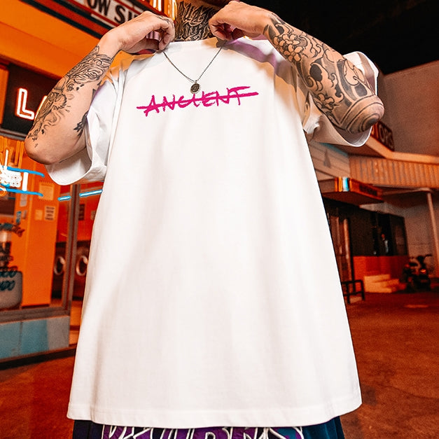 【OUTLET/即納】ストリートレタープリント半袖Tシャツ U1848