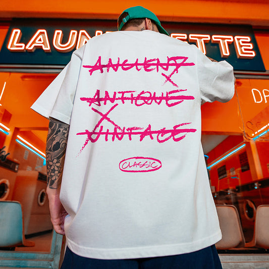 【OUTLET/即納】ストリートレタープリント半袖Tシャツ U1848
