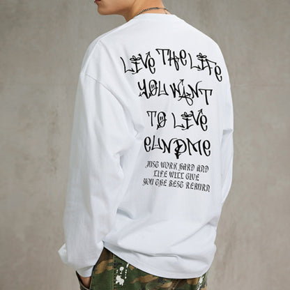【OUTLET/即納】レターバックプリントストリート長袖Tシャツ U1891