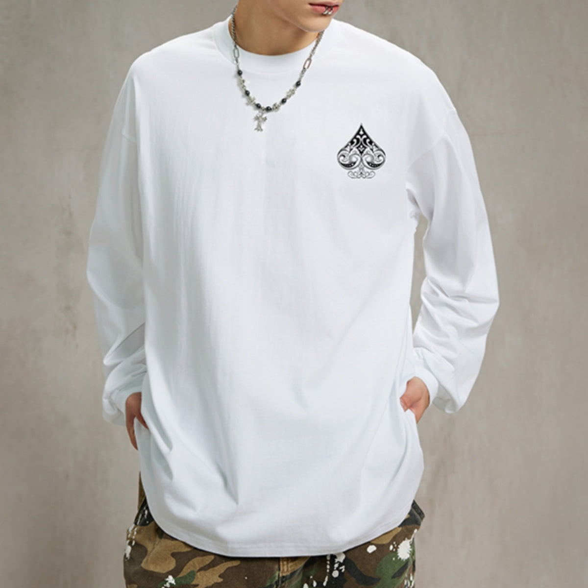 【OUTLET/即納】ラウンドネックルーズ長袖Tシャツ U1880